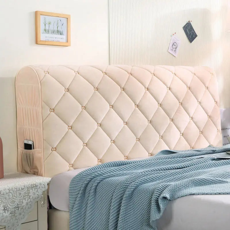 Housse Tête de Lit Velours Élégance VELANO Beige-1.9m