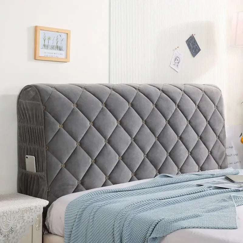 Housse Tête de Lit Velours Élégance VELANO Grey-2.3m