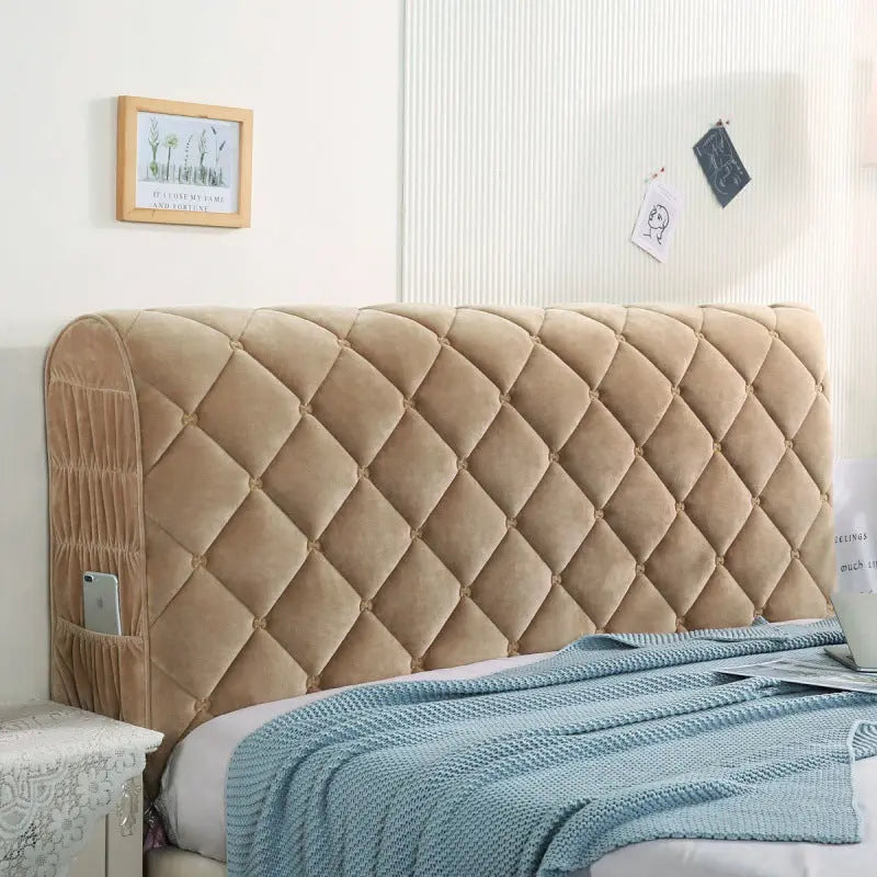 Housse Tête de Lit Velours Élégance VELANO Coffee-2.2m