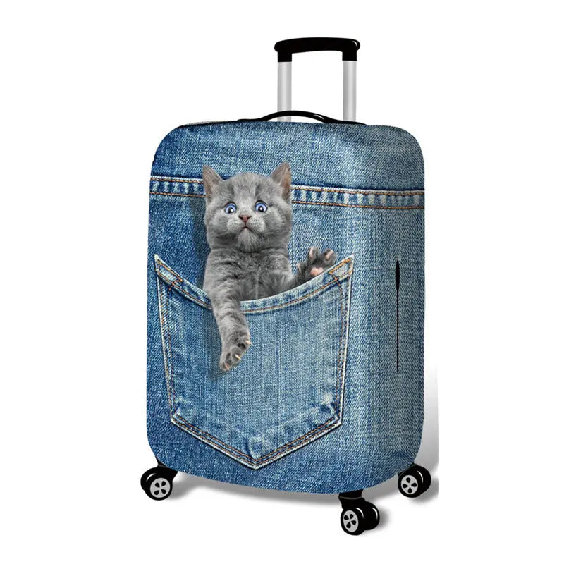 Housse Valise Cartoon Polyester CUBRIA Cowboy cat-M