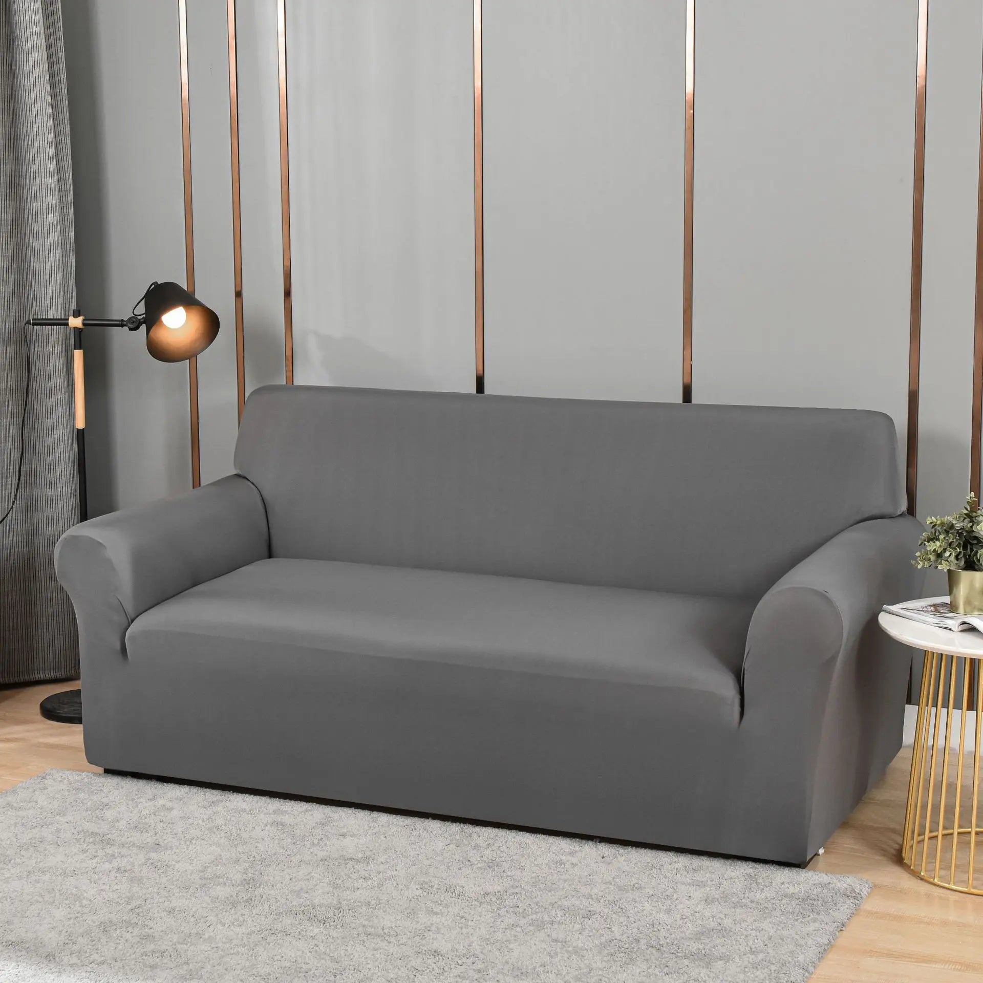 Housse de Canapé Anti-dérapant LIVARO Smoky Gray-Three