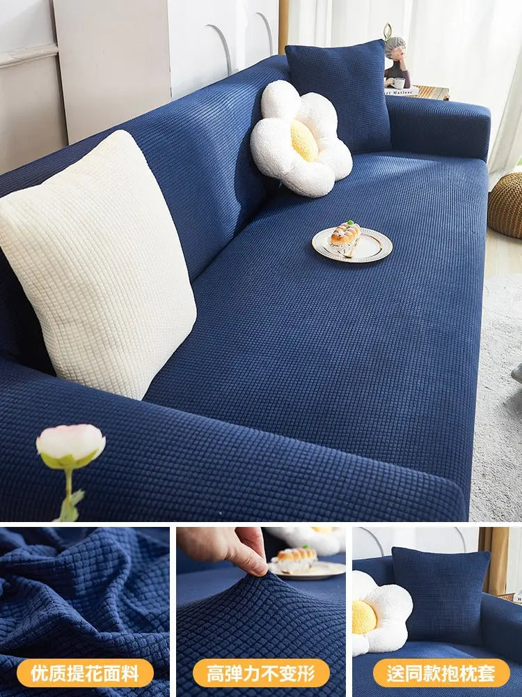Housse de Canapé Extensible CraftedEN Purplish Blue-M Double