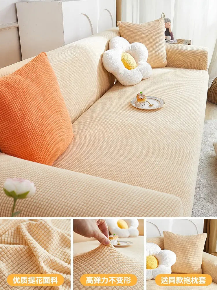 Housse de Canapé Extensible CraftedEN Lemon Yellow-L Three