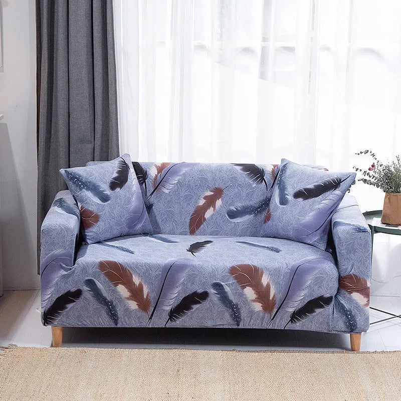 Housse de Canapé Extensible GEOFORM Feather Leaf Love Silk-145to185 Double Seat