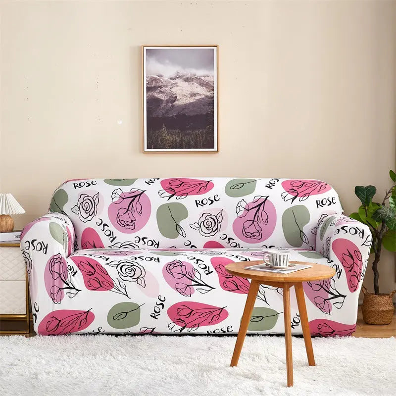 Housse de Canapé Imprimée ELASTIK Pink-Double Sofa