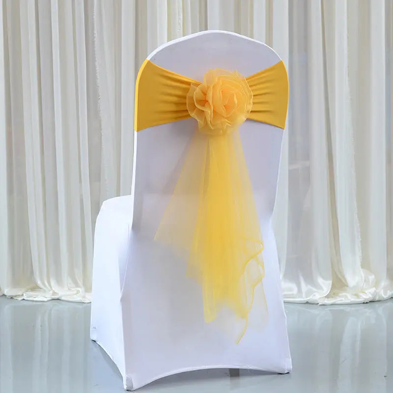 Housse de Chaise Mariage Élastique FLEURYA Gold yellow