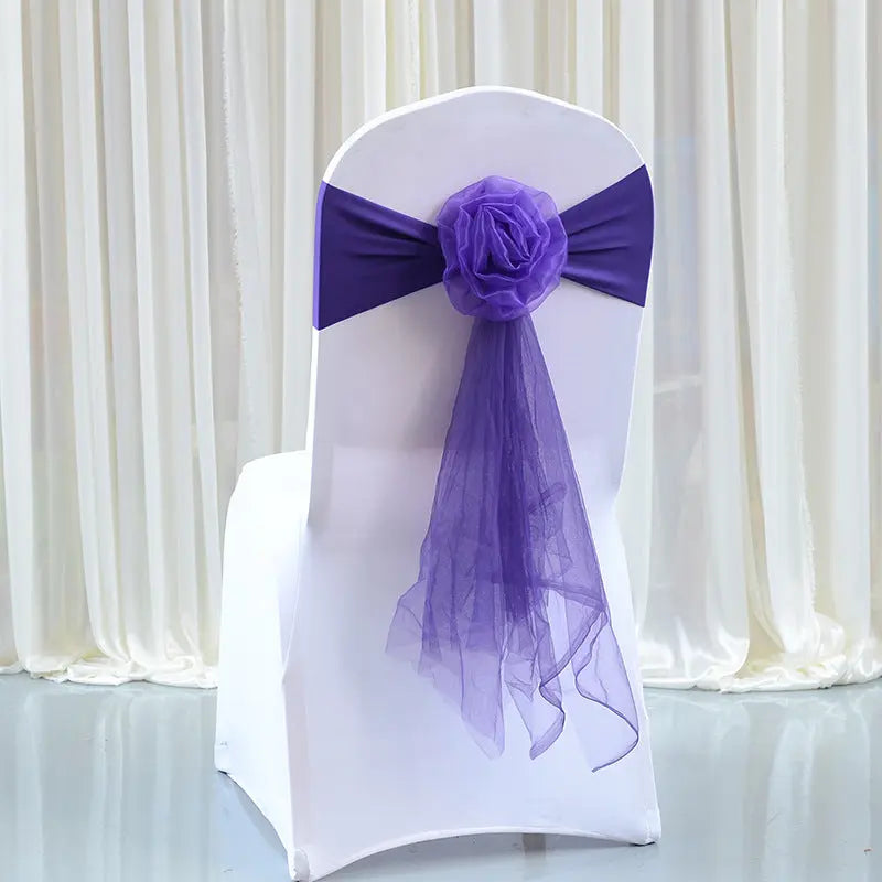 Housse de Chaise Mariage Élastique FLEURYA Dark Purple