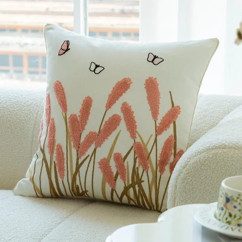 Housse de Coussin Brodée Avella Reed grass red-Pillow