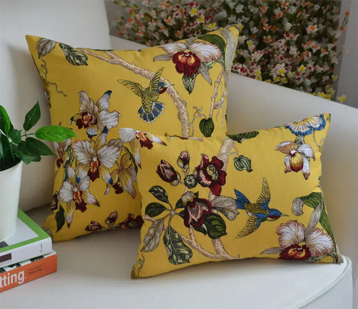 Housse de Coussin Brodée JACQAR Yellow-45X45CM