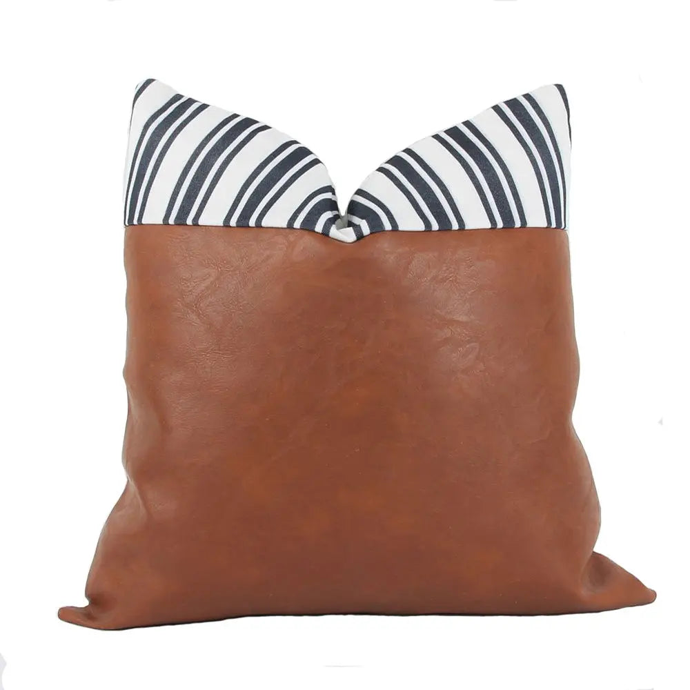 Housse de Coussin Cuir Rayé EVORA No2-45x45cm
