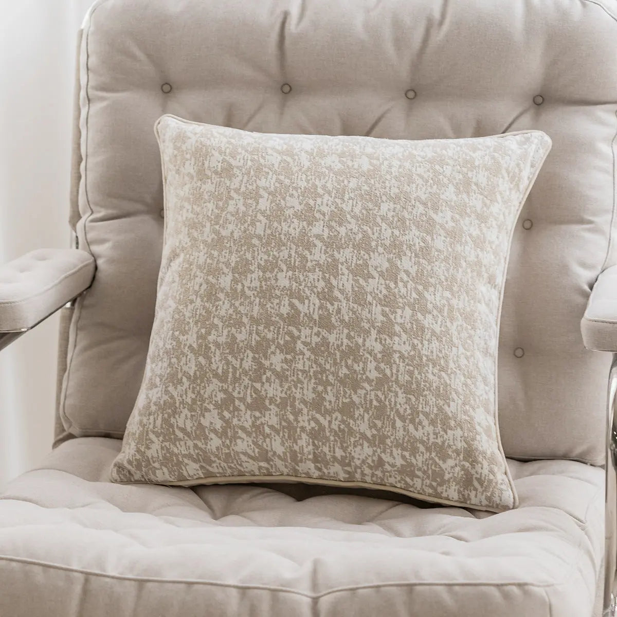 Housse de Coussin Design Nordic VELVOT Oat Houndstooth 43x43cm-Non Woven Fabric Pillow