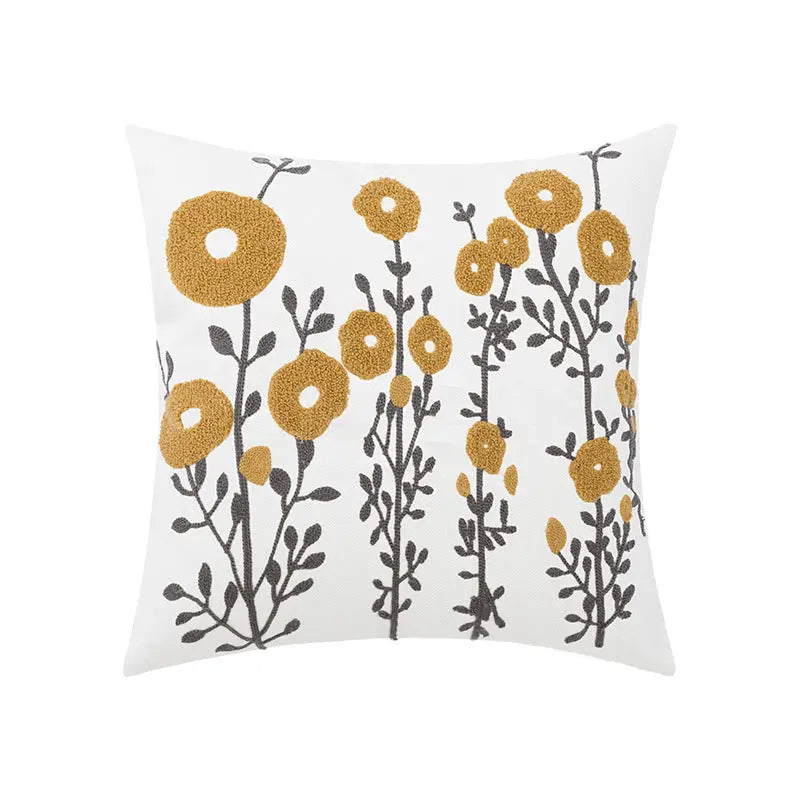 Housse de Coussin Embroidered BLOOM Little yellow flower-45x45cm