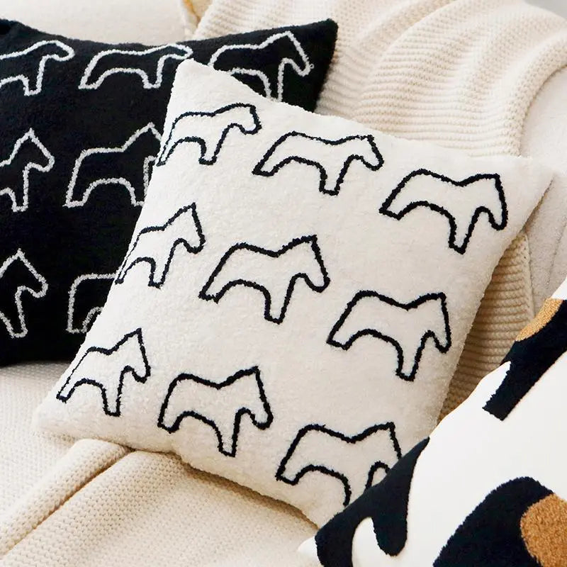 Housse de Coussin Enfant VELOX Teddy Plush White Pony 45x45-Pillowcase