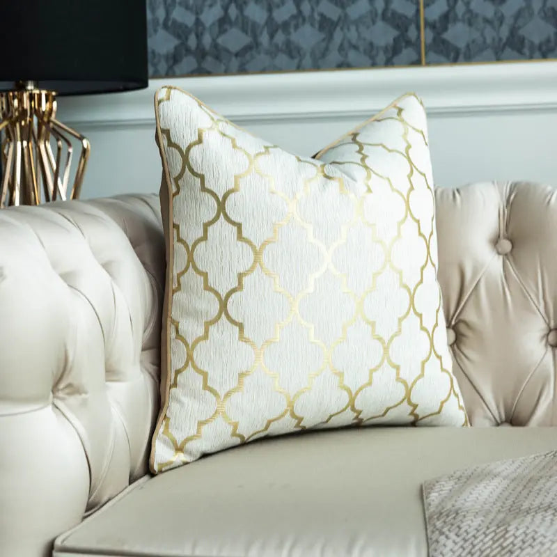 Housse de Coussin Géométrique GOLDWAVE Champagne big ripple-45 45cm