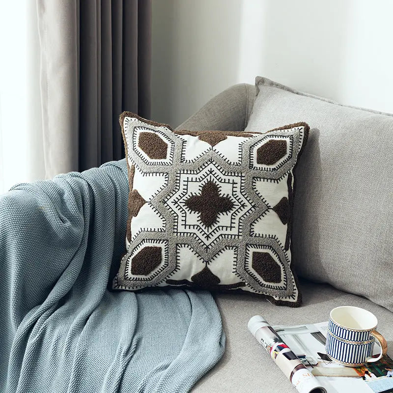 Housse de Coussin Géométrique SCANDA Brown