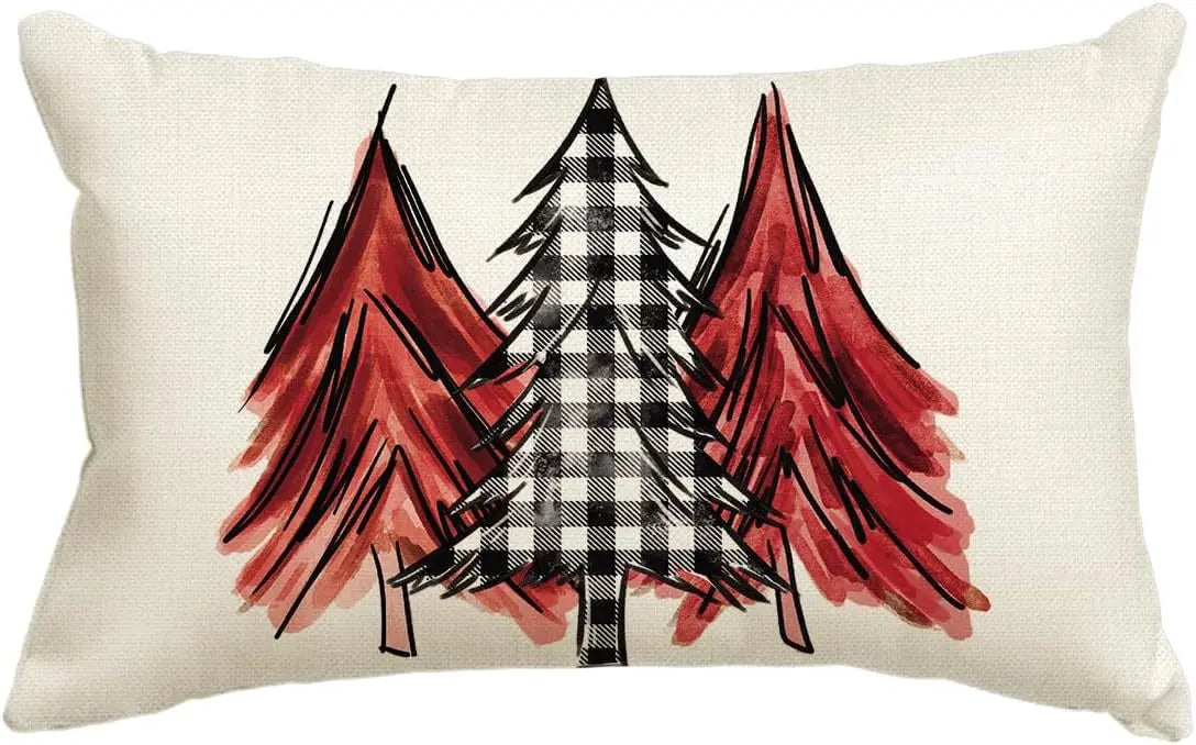 Housse de Coussin Lin Noël VERTI D-30x50cm Printing Single Side