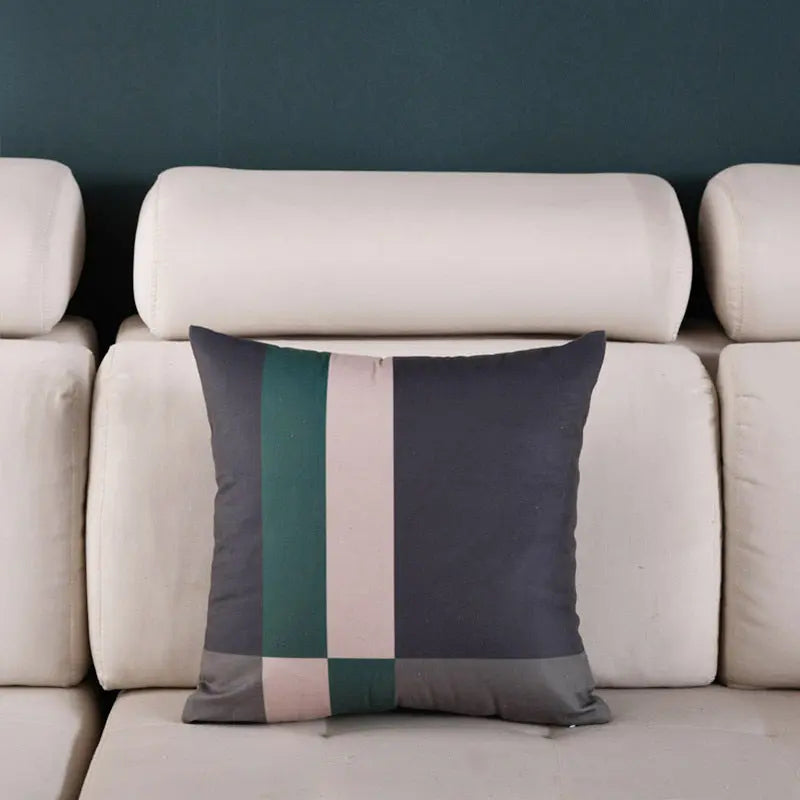 Housse de Coussin Luxe Design NORDIC Green gray grid-45X45cm single pillowcase wit