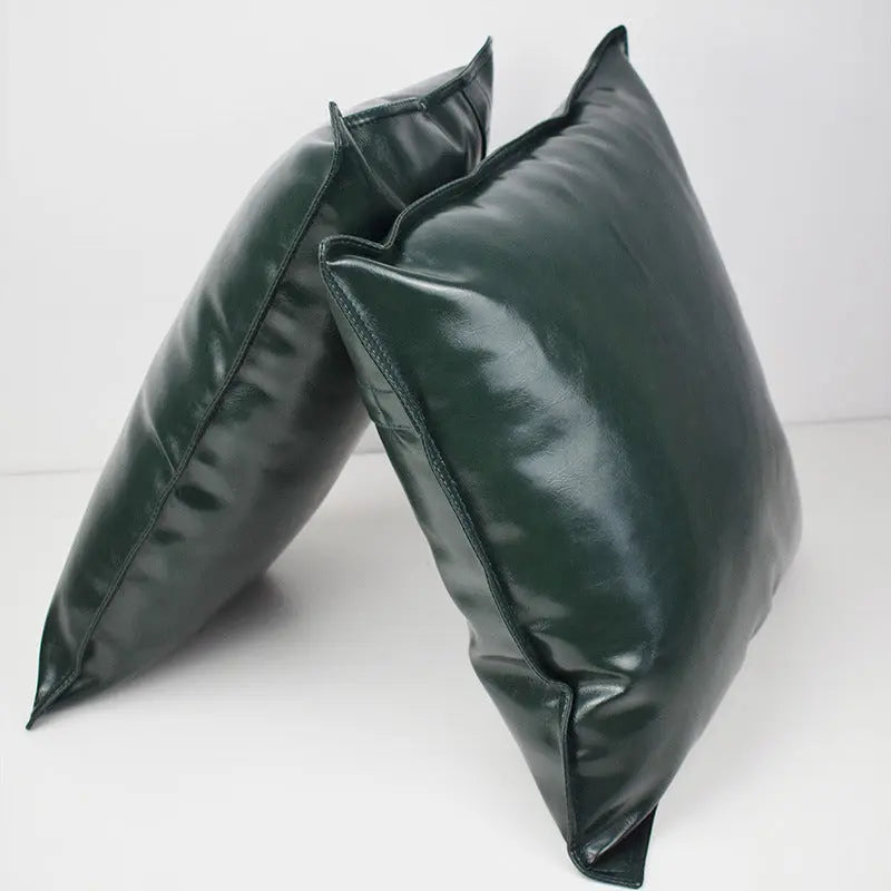 Housse de Coussin Luxe PU ENIRO Dark Green-45x45cm