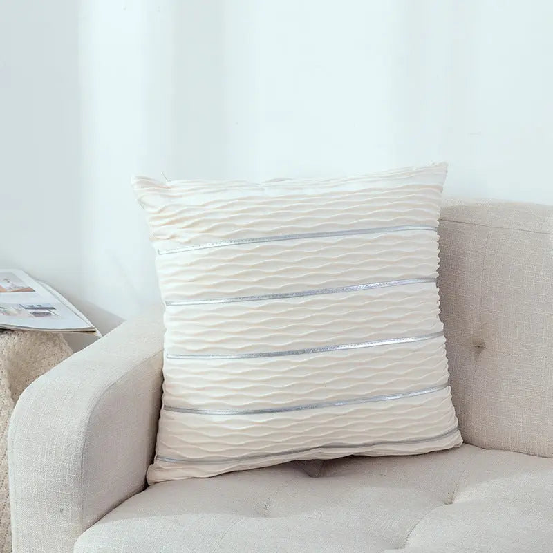 Housse de Coussin Luxe Velours STRIPE White