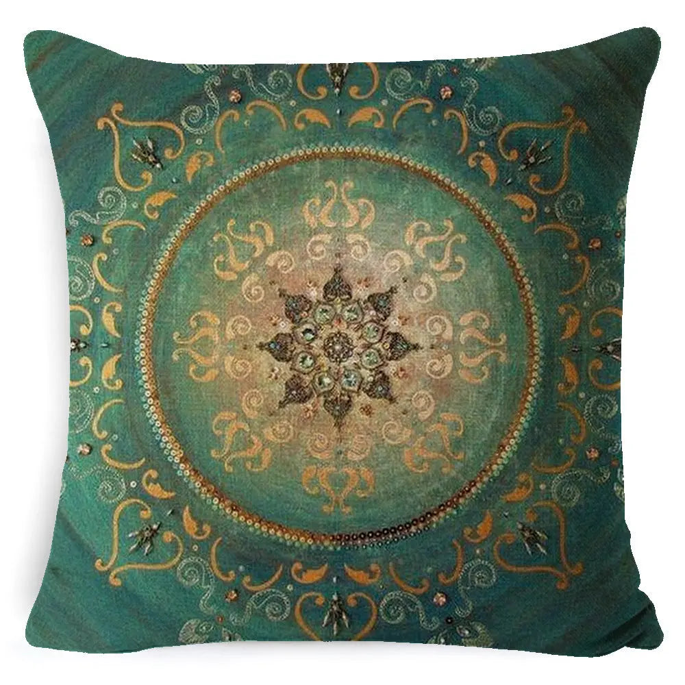 Housse de Coussin Mandala Rétro BOHO Style 4-45x45 Pillowcase Pillow Core