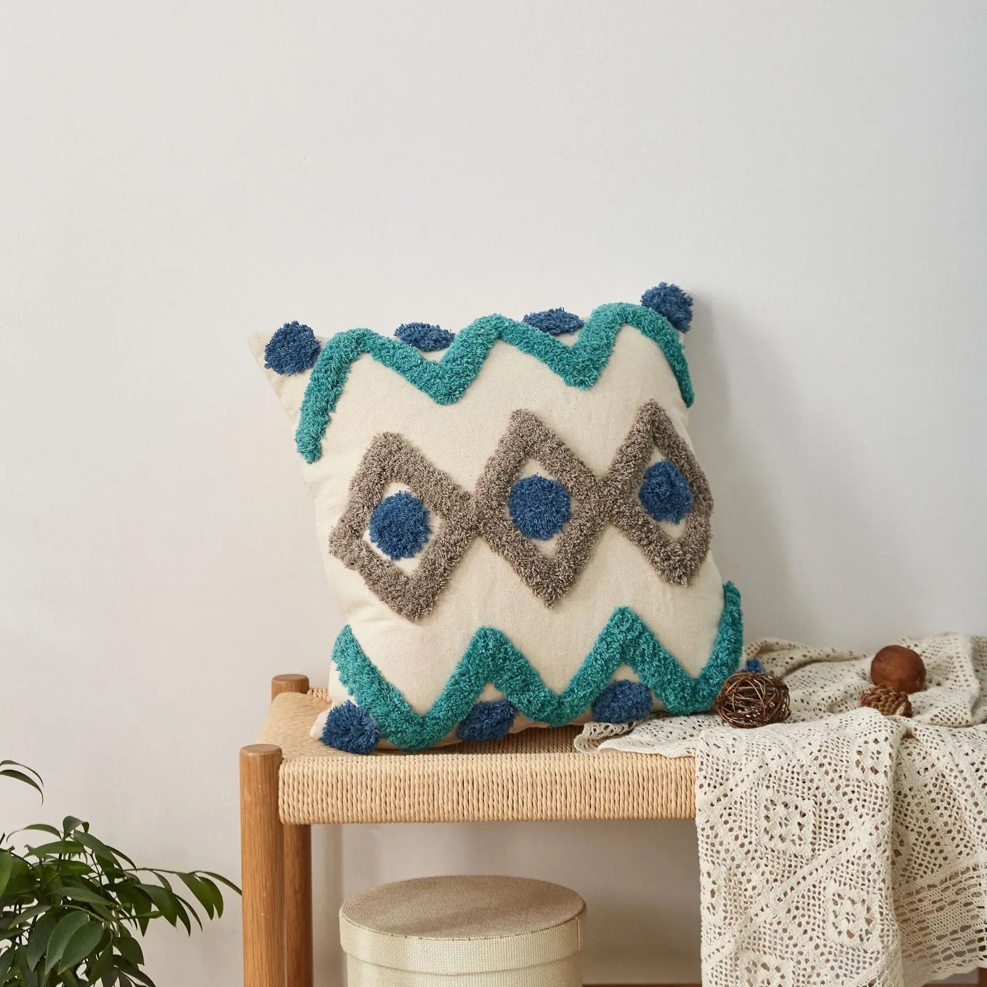 Housse de Coussin Nordic Rayures ARTHON Cyan blue-Pillowcase