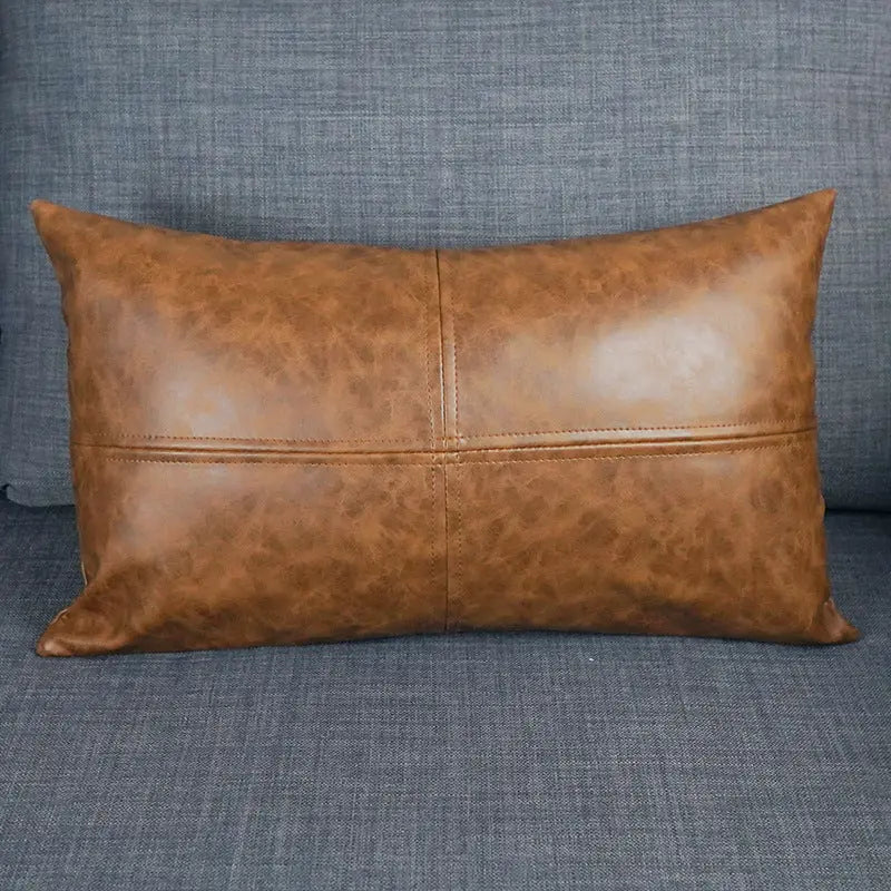 Housse de Coussin Simili-Cuir CRAZYHOR Brown-30x50cm