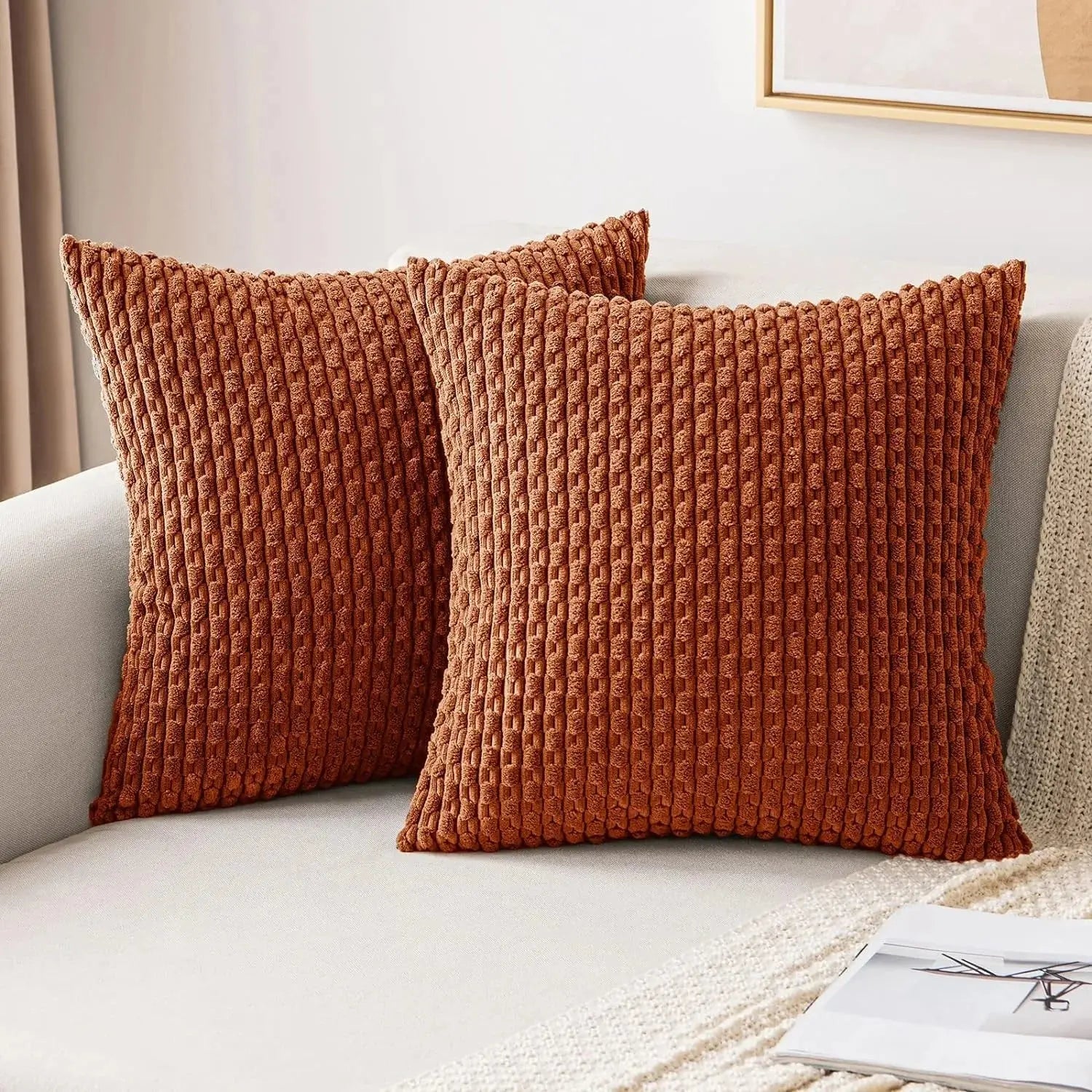 Housse de Coussin Velours Côtelé STRIPEO Housse de France