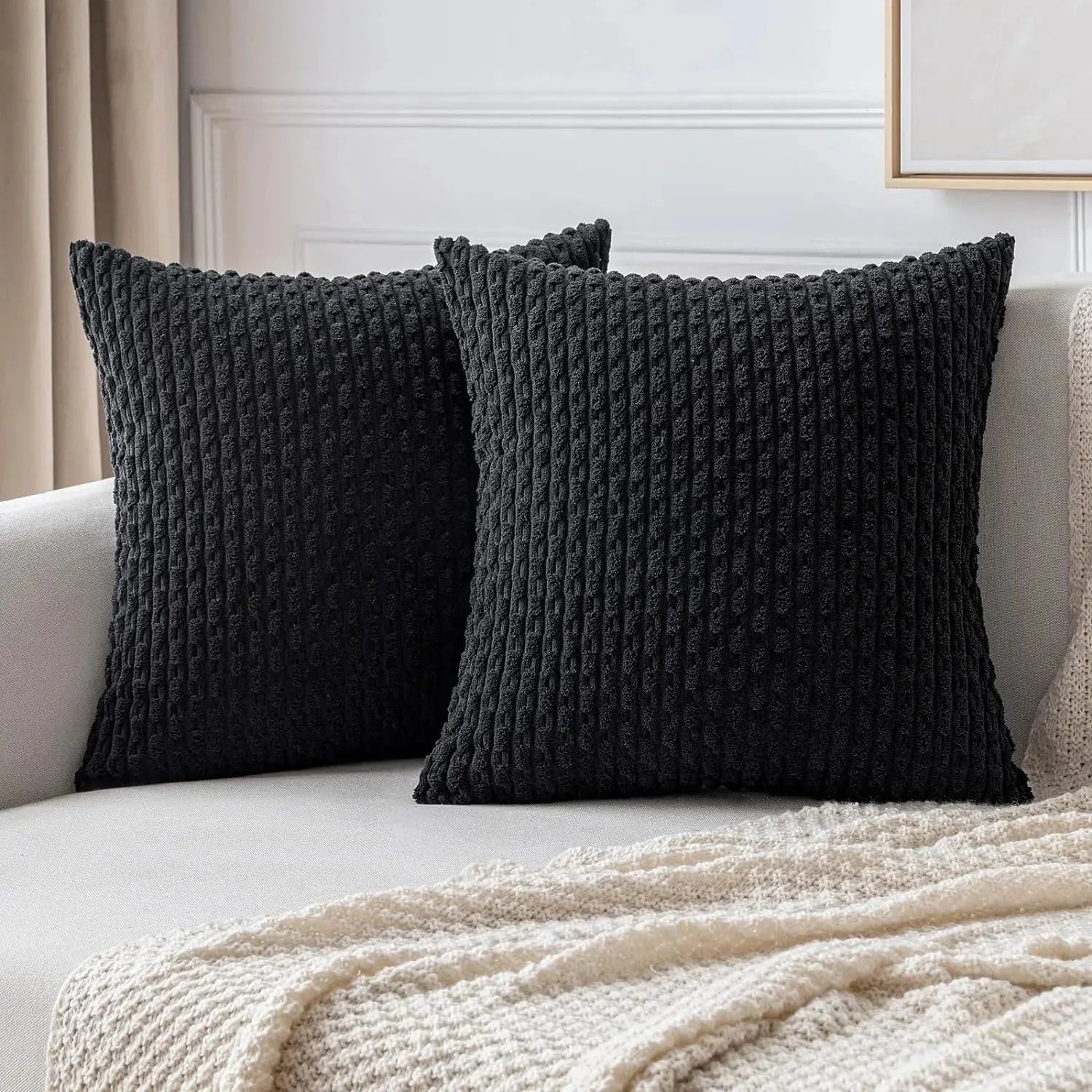 Housse de Coussin Velours Côtelé STRIPEO Housse de France