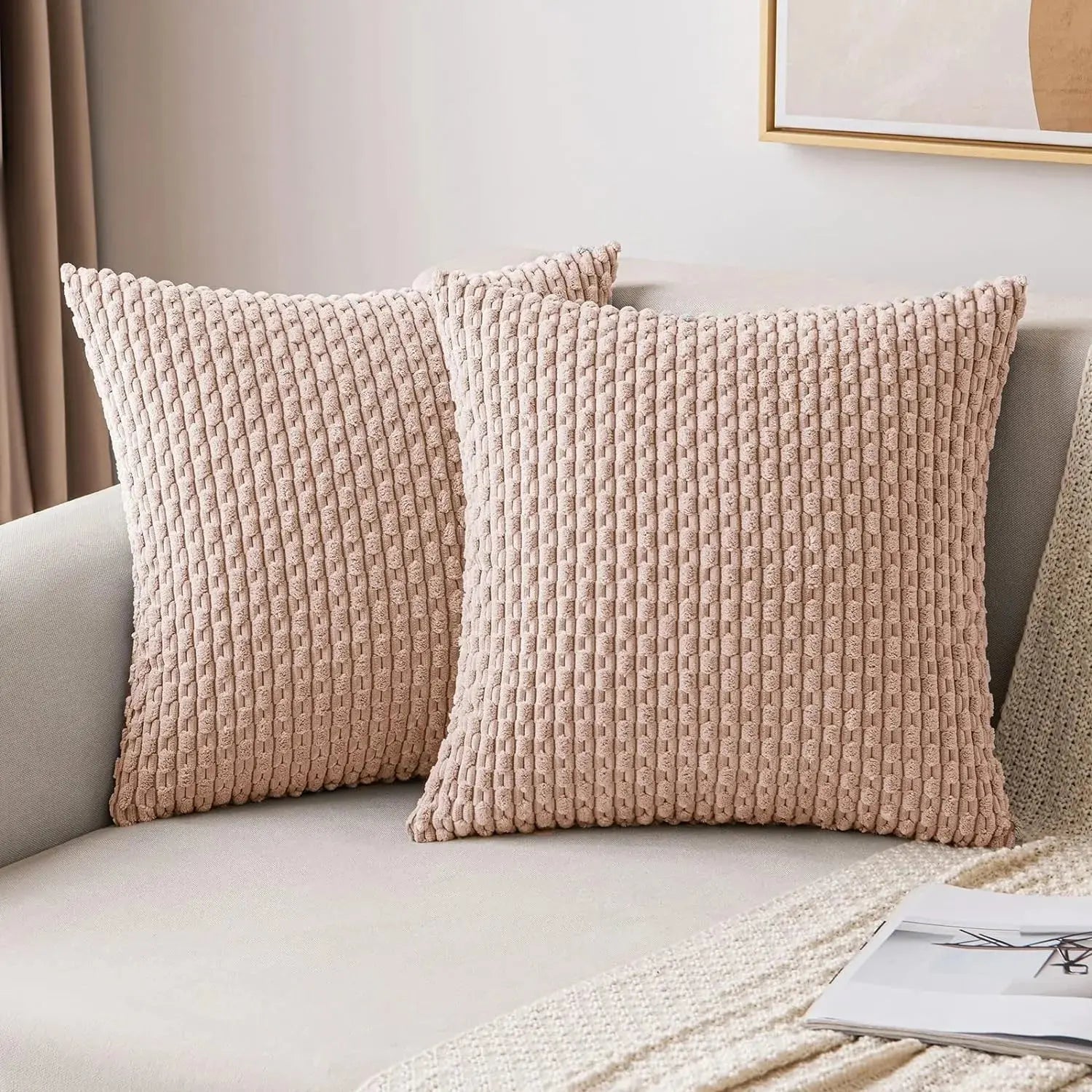 Housse de Coussin Velours Côtelé STRIPEO Housse de France