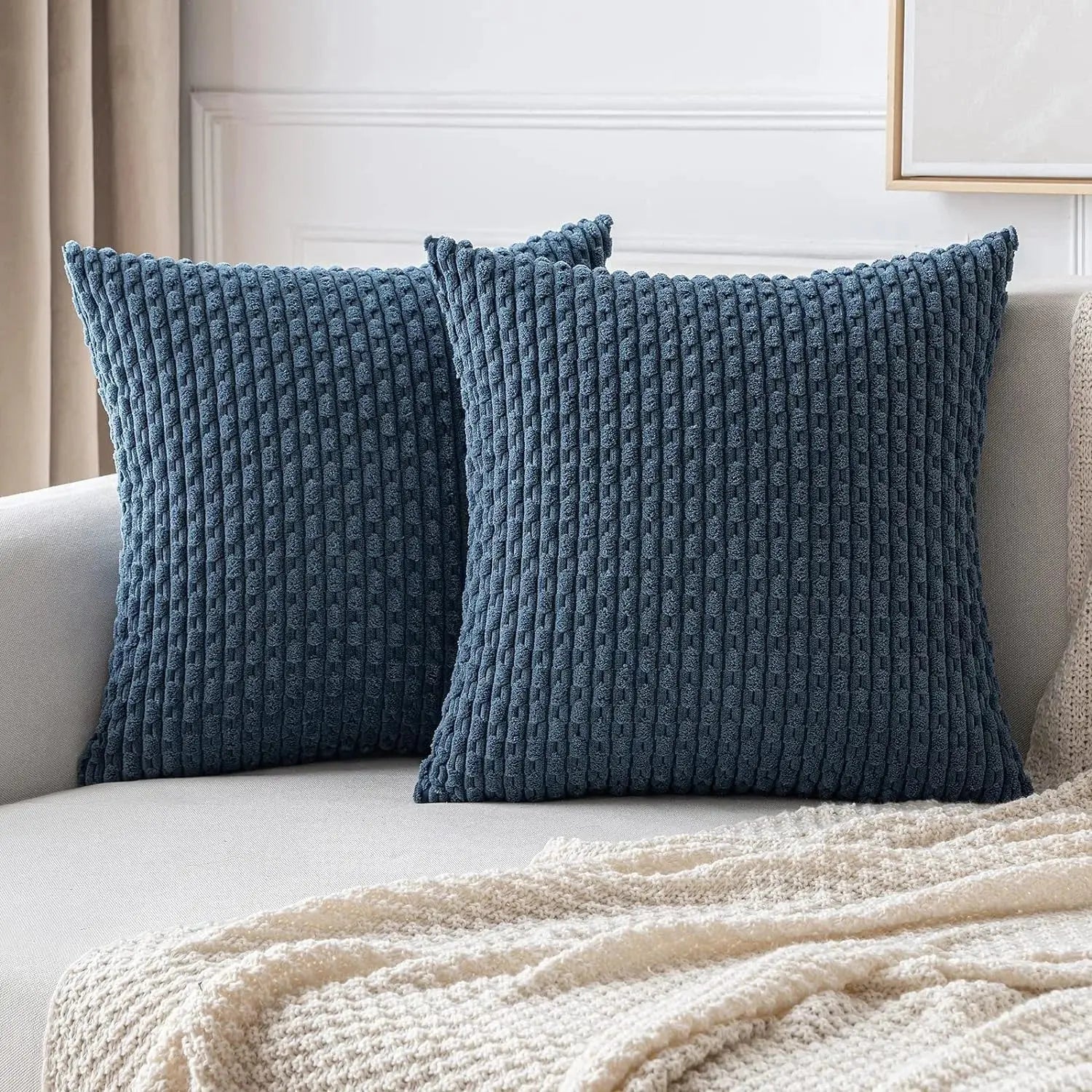 Housse de Coussin Velours Côtelé STRIPEO Housse de France