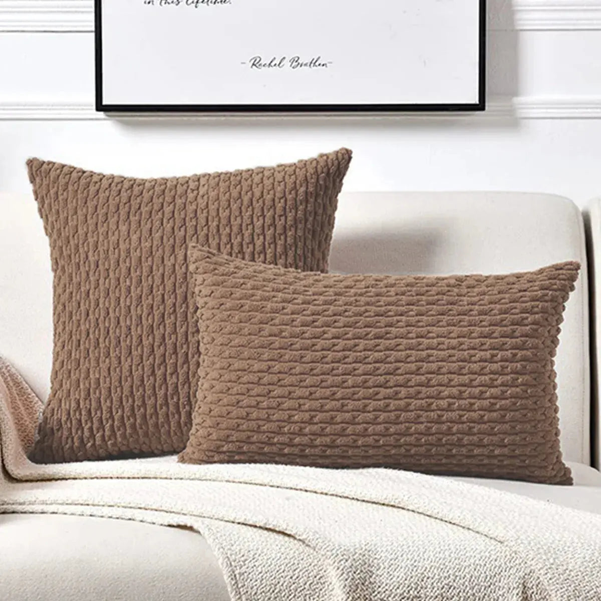 Housse de Coussin Velours Côtelé STRIPEO Housse de France