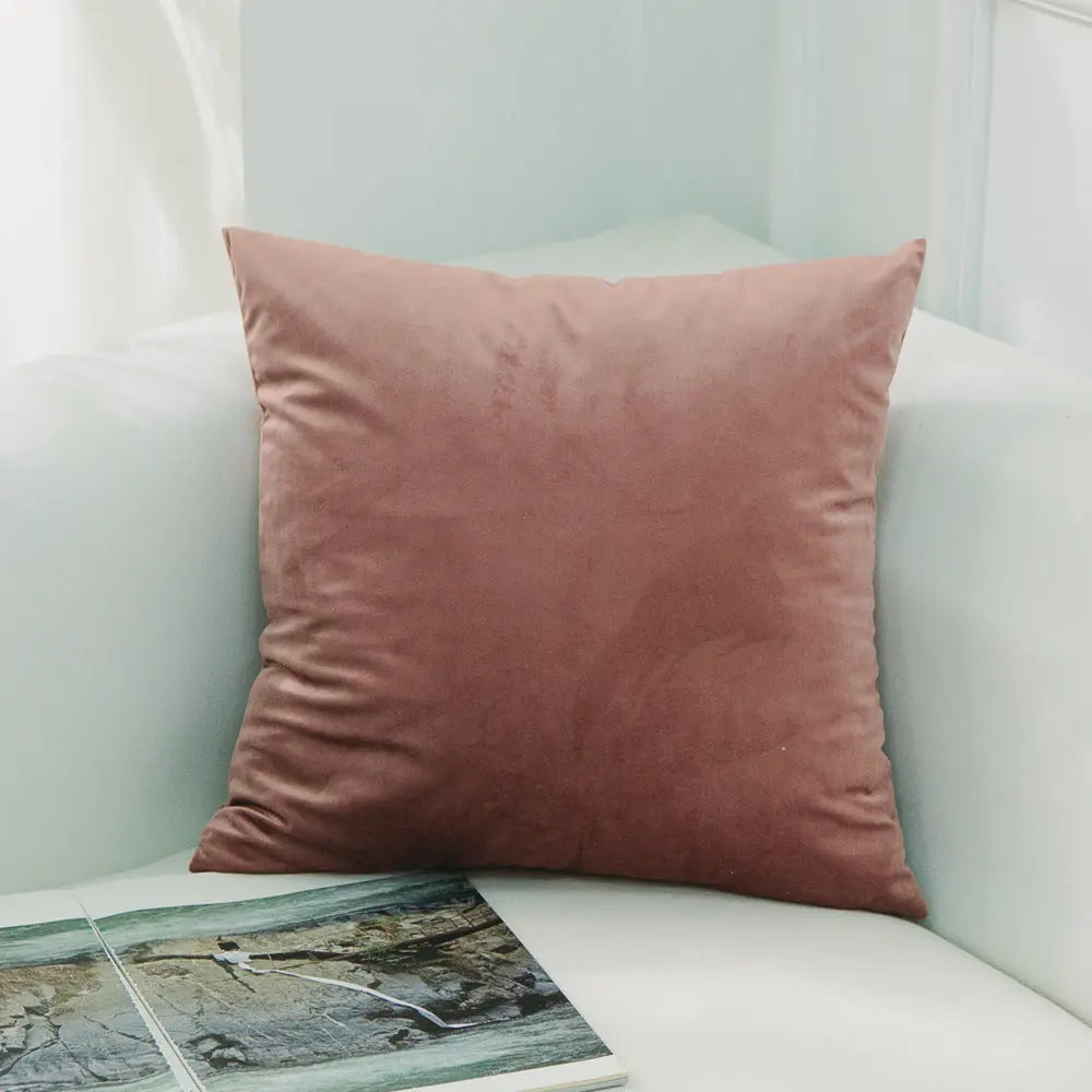Housse de Coussin Velours EMALY 27Bean Paste-45x45cm Without Core