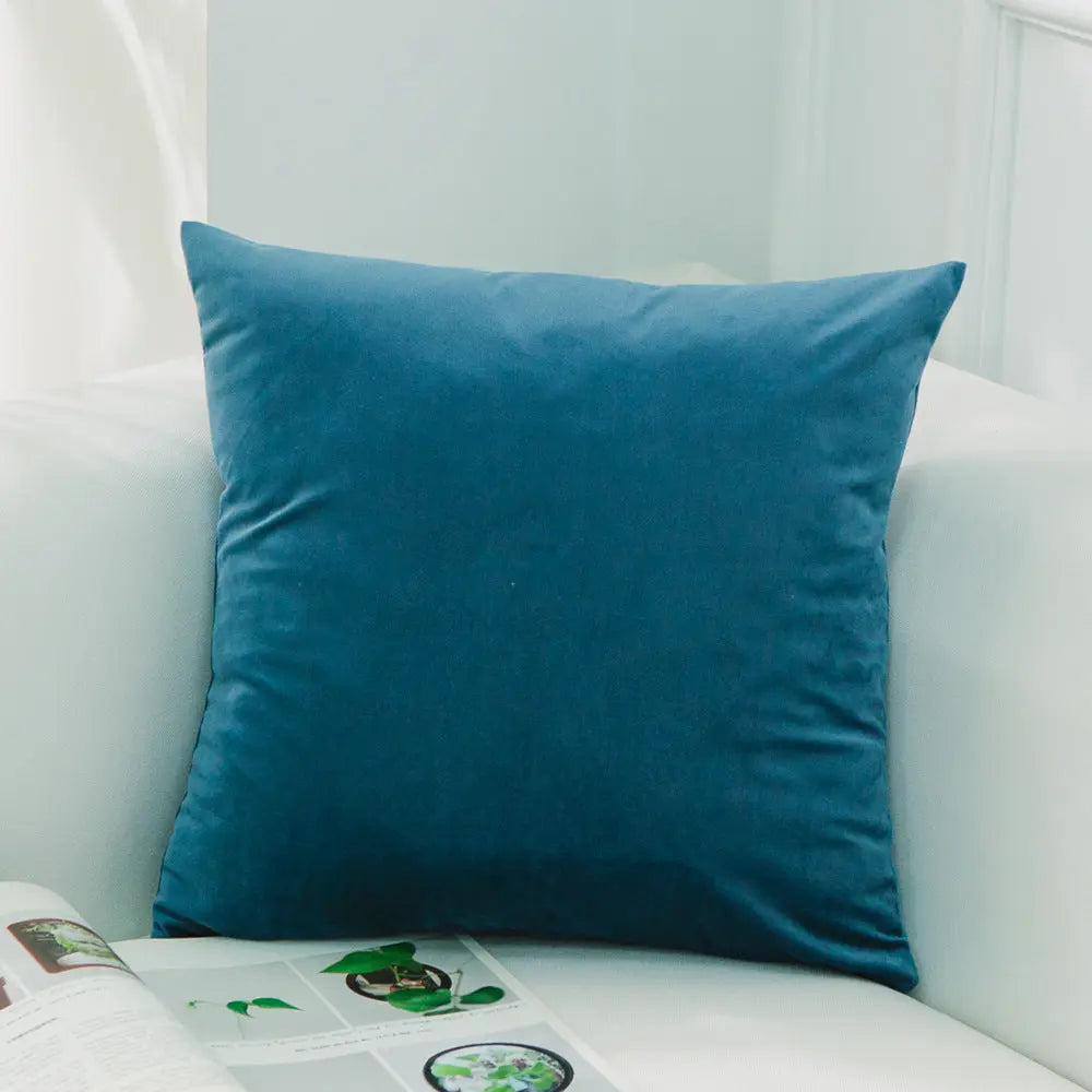 Housse de Coussin Velours EMALY 65Turquoise Blue-50x50cmWithout Core