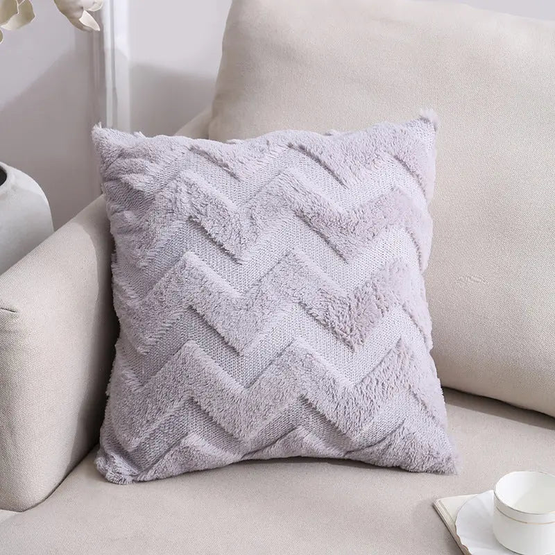 Housse de Coussin Velours Élégant NOORDY Gray Big Wave-45x45cm With Core