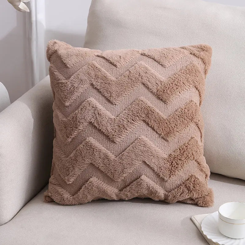 Housse de Coussin Velours Élégant NOORDY Brown Big Wave-45x45CM Pillowcase