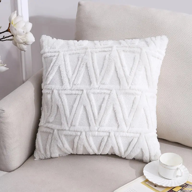 Housse de Coussin Velours Élégant NOORDY White Triangle-45x45CM Pillowcase