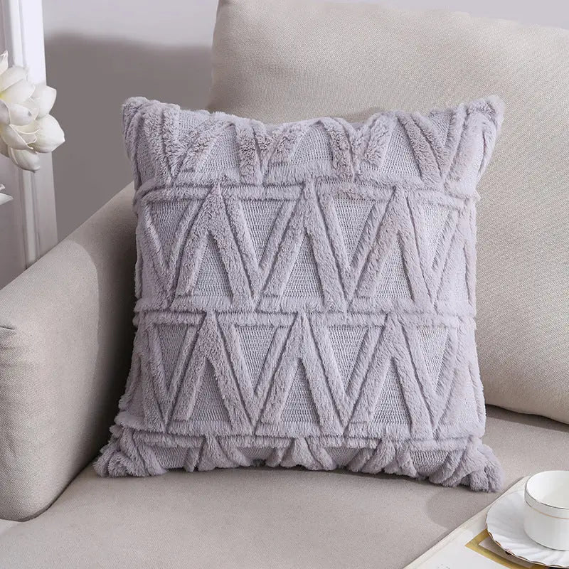 Housse de Coussin Velours Élégant NOORDY Gray Triangle-45x45cm With Core