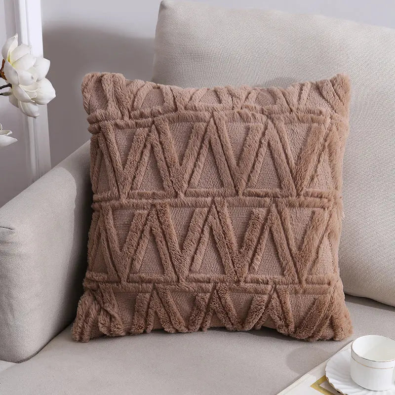 Housse de Coussin Velours Élégant NOORDY Brown Triangle-45x45CM Pillowcase