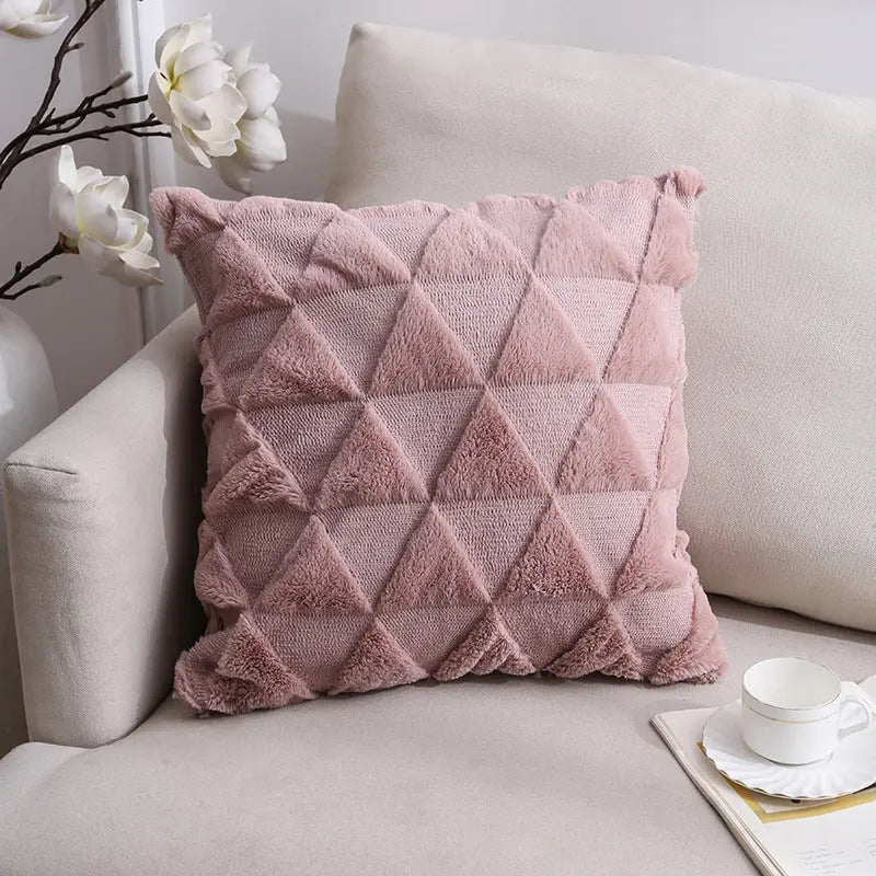 Housse de Coussin Velours Élégant NOORDY Pink Positive Triangle-45x45CM Pillowcase