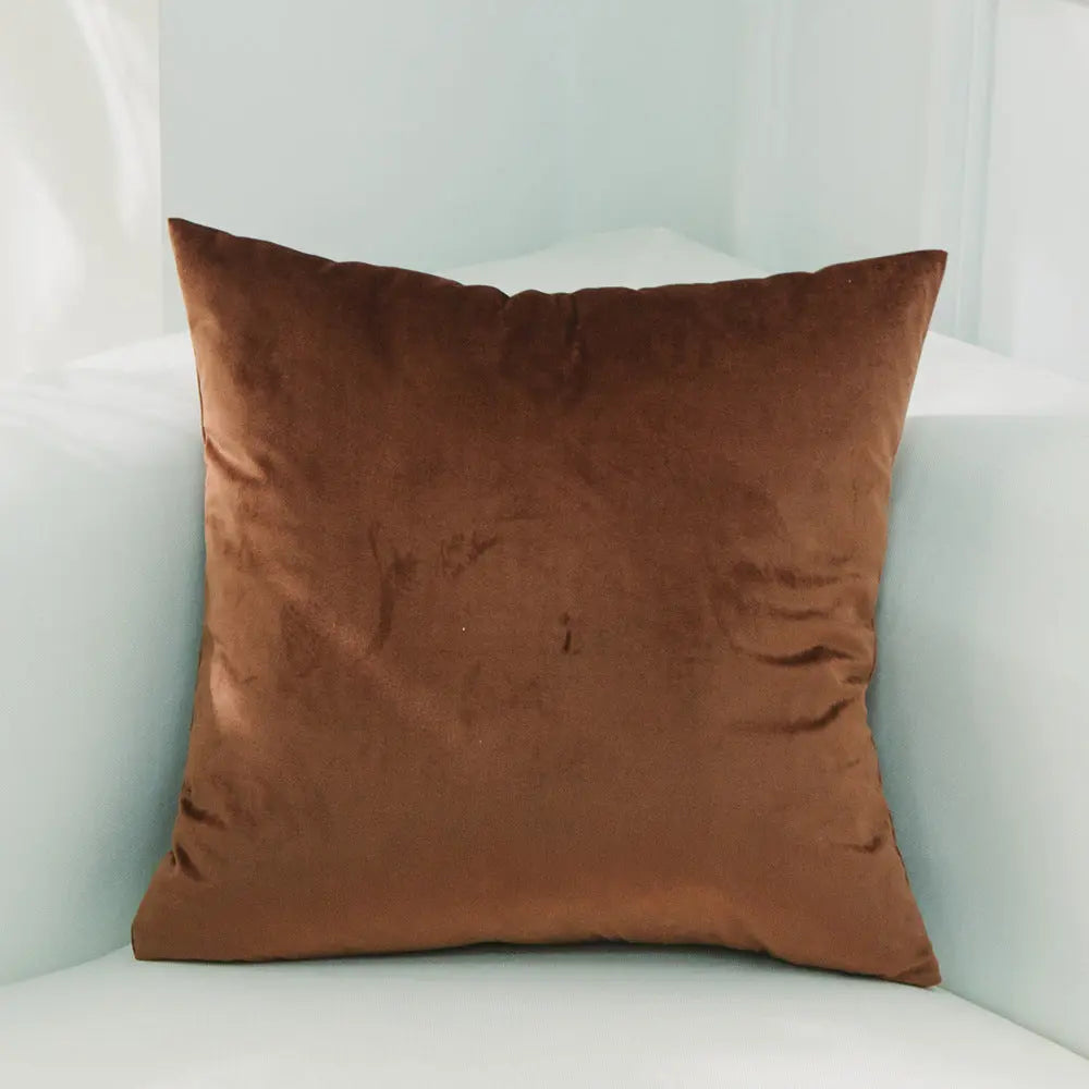 Housse de Coussin Velours FELIO 18Red Coffee-45x45cm Without Core