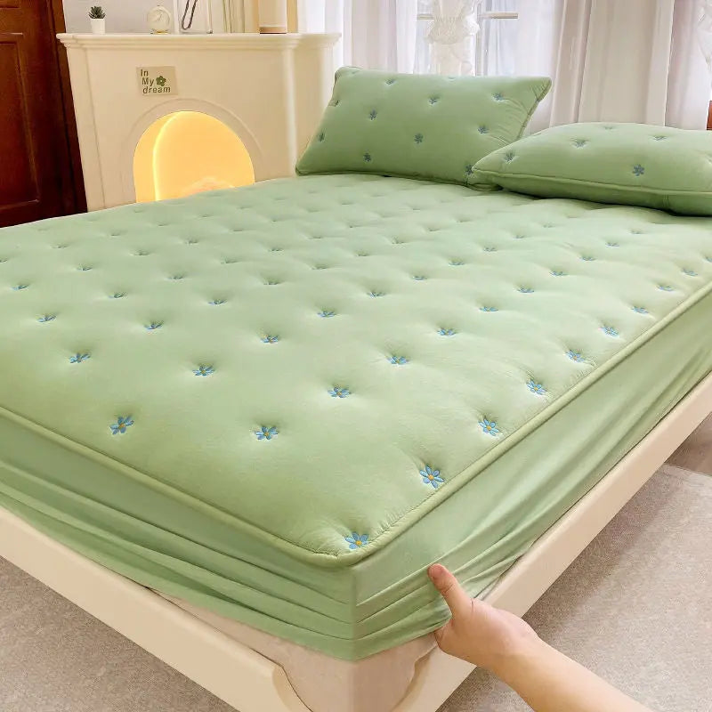 Housse de Matelas Coton Geométrique SEROLO Green-180 × 200cm