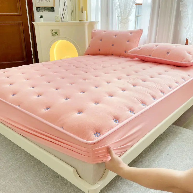 Housse de Matelas Coton Geométrique SEROLO Pink-180 × 200cm