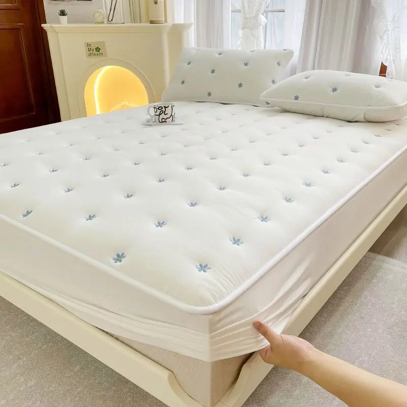 Housse de Matelas Coton Geométrique SEROLO White-120 × 200