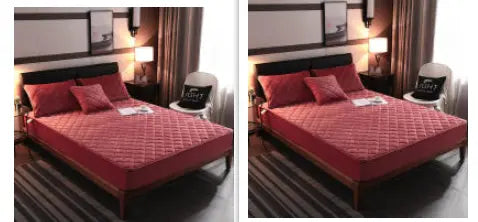 Housse de Matelas Velours Moderne VELOXA Cameo Red-200cmx200cm set