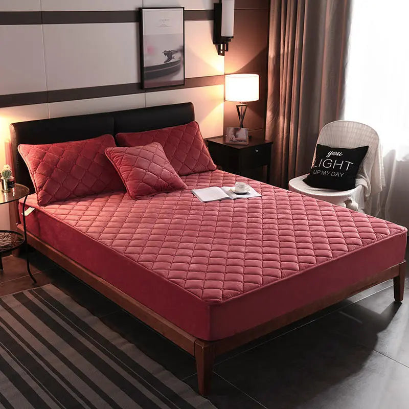 Housse de Matelas Velours Moderne VELZIO Cameo Red-120cmx200cm