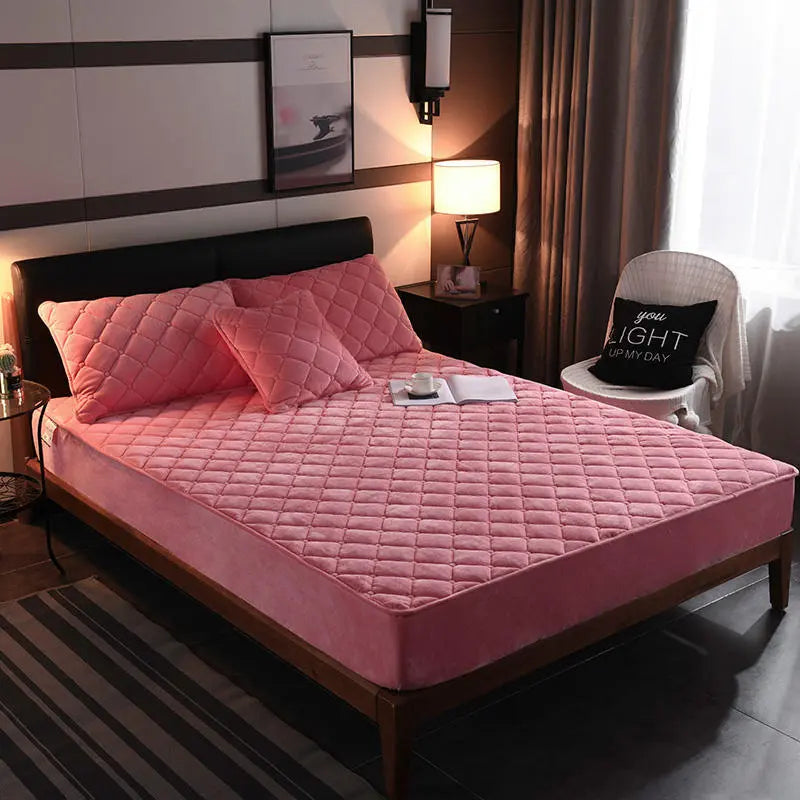Housse de Matelas Velours Moderne VELZIO Warm Jade-150cmx 200cm