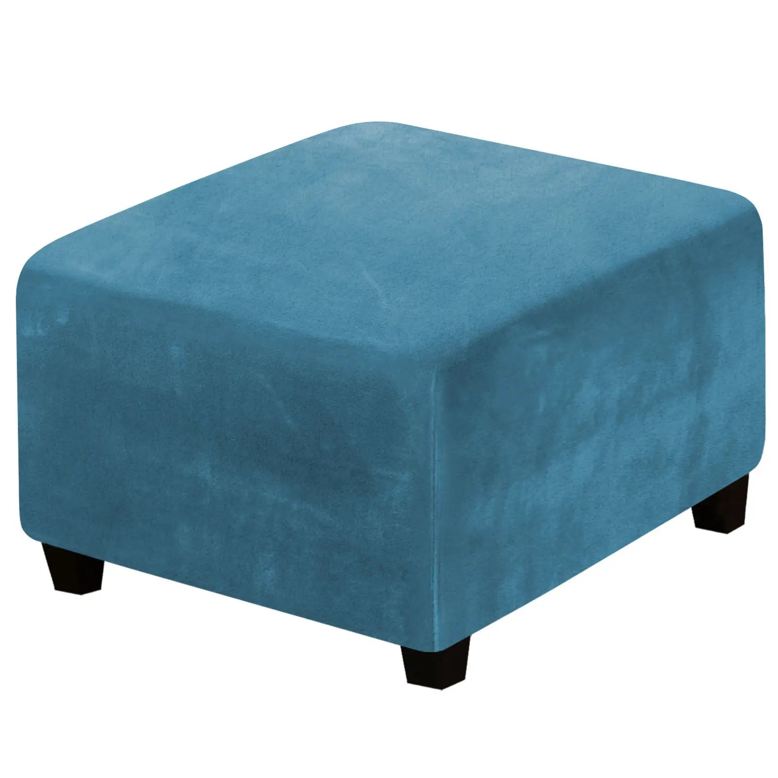 Housse de Pouf Velours Extensible **VELIDO** Peacock blue-Sofa Cover
