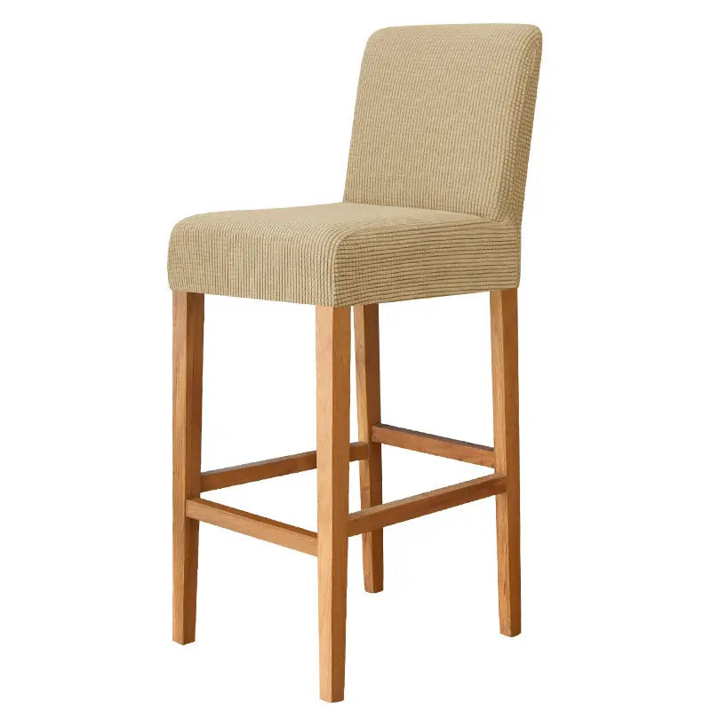 Housse de Tabouret Stretch Velours CHARAMA 2 Khaki-Bar Chair Cover Short Back