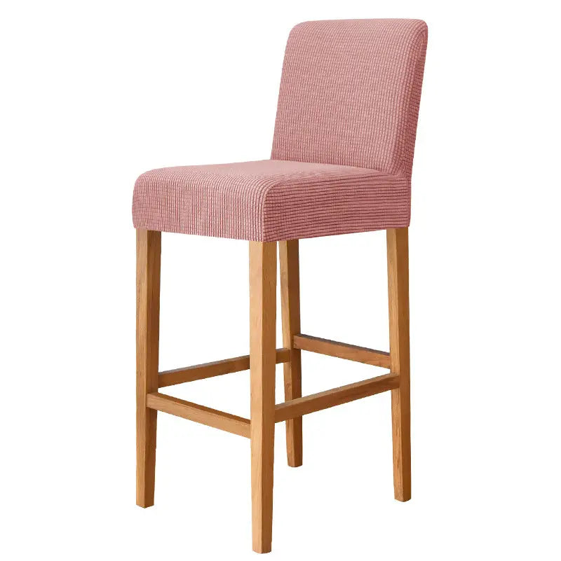 Housse de Tabouret Stretch Velours CHARAMA 3 Pink-Bar Chair Cover Short Back