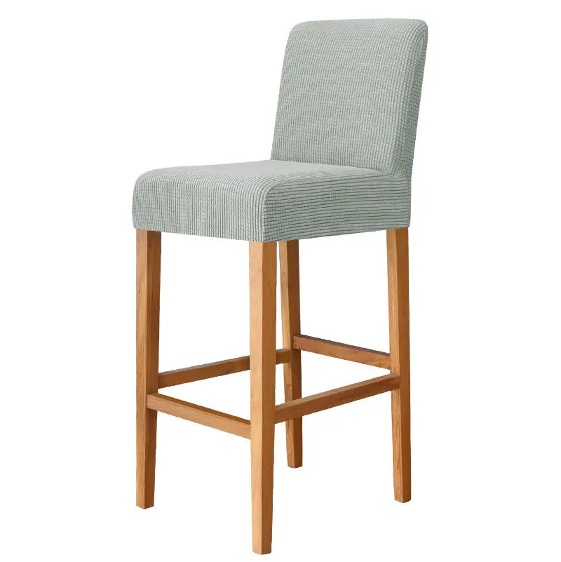 Housse de Tabouret Stretch Velours CHARAMA 4 Light Gray-Bar Chair Cover Short Back